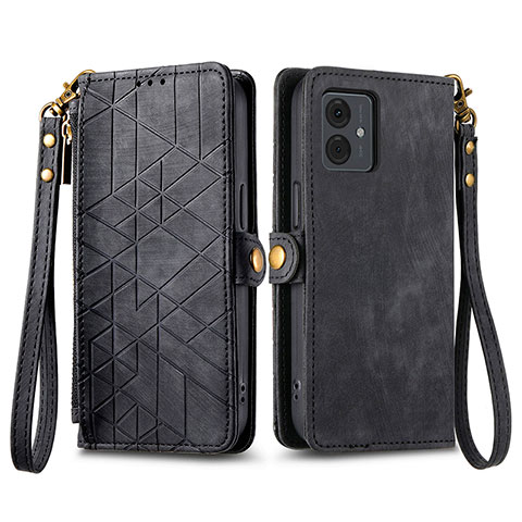 Coque Portefeuille Livre Cuir Etui Clapet S17D pour Motorola Moto G14 Noir