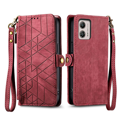 Coque Portefeuille Livre Cuir Etui Clapet S17D pour Motorola Moto G53j 5G Rouge