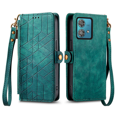 Coque Portefeuille Livre Cuir Etui Clapet S17D pour Motorola Moto G84 5G Vert