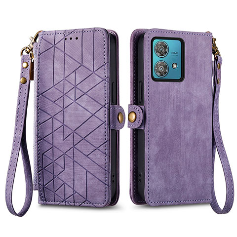 Coque Portefeuille Livre Cuir Etui Clapet S17D pour Motorola Moto G84 5G Violet