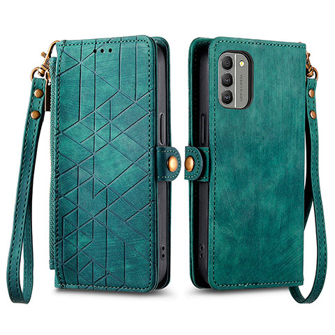 Coque Portefeuille Livre Cuir Etui Clapet S17D pour Nokia G400 5G Vert