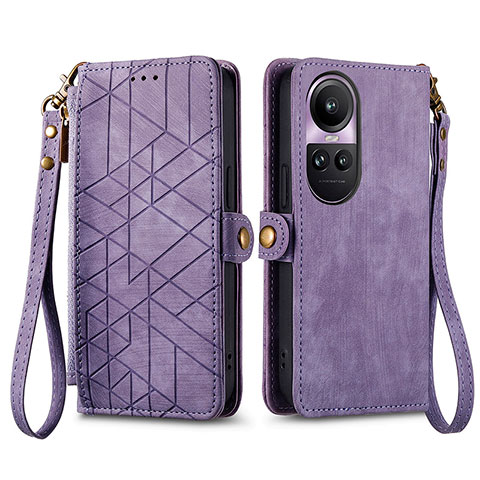 Coque Portefeuille Livre Cuir Etui Clapet S17D pour Oppo Reno10 5G Violet