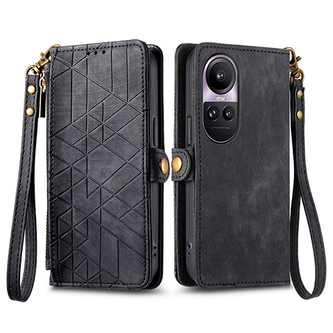 Coque Portefeuille Livre Cuir Etui Clapet S17D pour Oppo Reno10 Pro 5G Noir