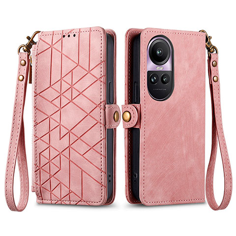 Coque Portefeuille Livre Cuir Etui Clapet S17D pour Oppo Reno10 Pro 5G Rose