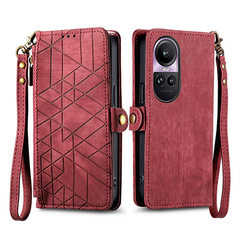 Coque Portefeuille Livre Cuir Etui Clapet S17D pour Oppo Reno10 Pro 5G Rouge