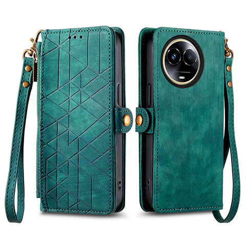 Coque Portefeuille Livre Cuir Etui Clapet S17D pour Realme V50 5G Vert