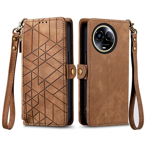 Coque Portefeuille Livre Cuir Etui Clapet S17D pour Realme V50s 5G Marron