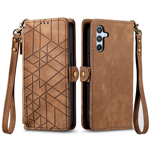 Coque Portefeuille Livre Cuir Etui Clapet S17D pour Samsung Galaxy A34 5G Marron