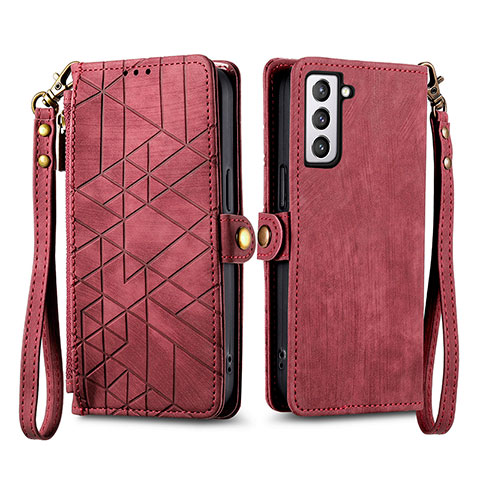 Coque Portefeuille Livre Cuir Etui Clapet S17D pour Samsung Galaxy S21 FE 5G Rouge