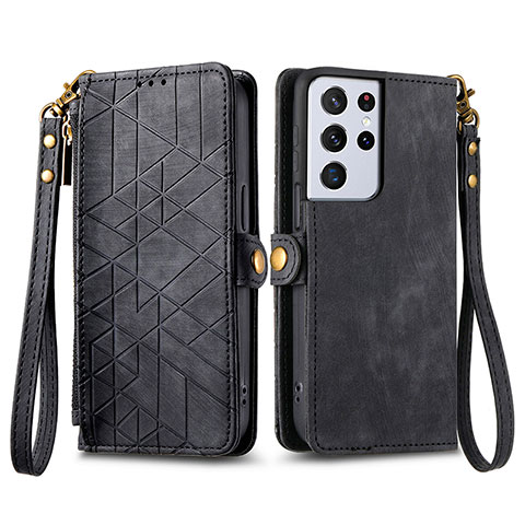 Coque Portefeuille Livre Cuir Etui Clapet S17D pour Samsung Galaxy S24 Ultra 5G Noir