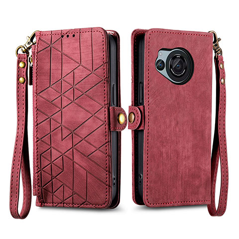 Coque Portefeuille Livre Cuir Etui Clapet S17D pour Sharp Aquos R8 Rouge