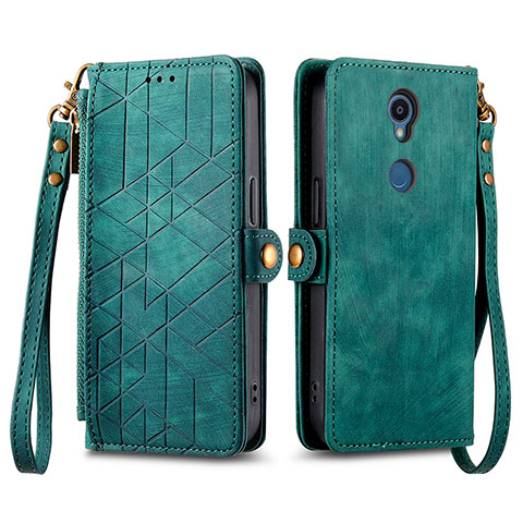 Coque Portefeuille Livre Cuir Etui Clapet S17D pour Sharp Rouvo V Vert