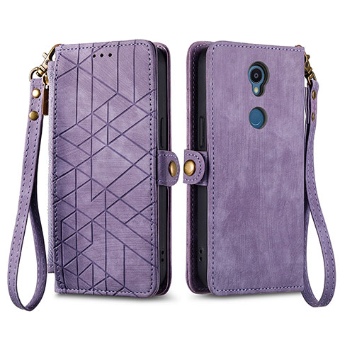 Coque Portefeuille Livre Cuir Etui Clapet S17D pour Sharp Rouvo V Violet