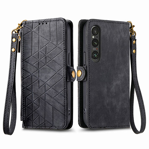 Coque Portefeuille Livre Cuir Etui Clapet S17D pour Sony Xperia 1 V Noir