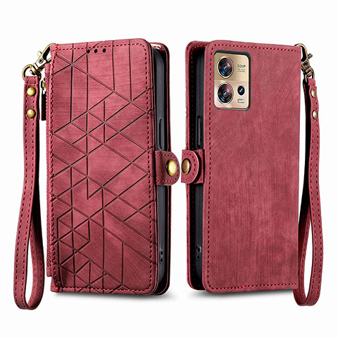 Coque Portefeuille Livre Cuir Etui Clapet S18D pour Motorola Moto Edge 30 Fusion 5G Rouge