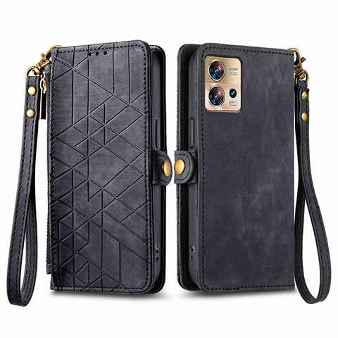 Coque Portefeuille Livre Cuir Etui Clapet S18D pour Motorola Moto Edge 30 Pro 5G Noir