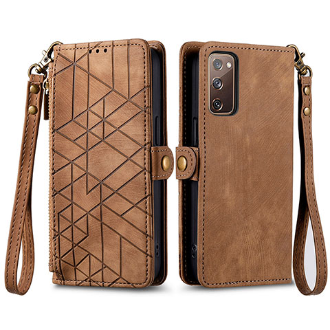 Coque Portefeuille Livre Cuir Etui Clapet S18D pour Samsung Galaxy S20 FE 4G Marron