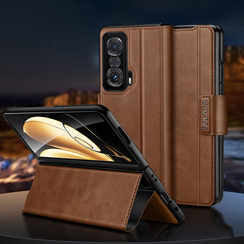 Coque Portefeuille Livre Cuir Etui Clapet SD1 pour Huawei Honor Magic V 5G Marron