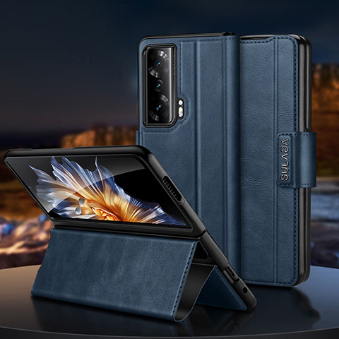 Coque Portefeuille Livre Cuir Etui Clapet SD1 pour Huawei Honor Magic Vs Ultimate 5G Bleu