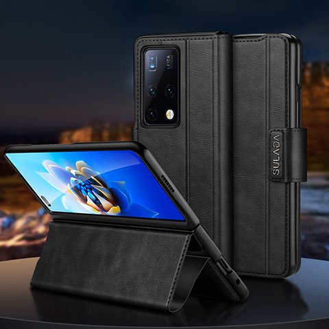 Coque Portefeuille Livre Cuir Etui Clapet SD1 pour Huawei Mate X2 Noir