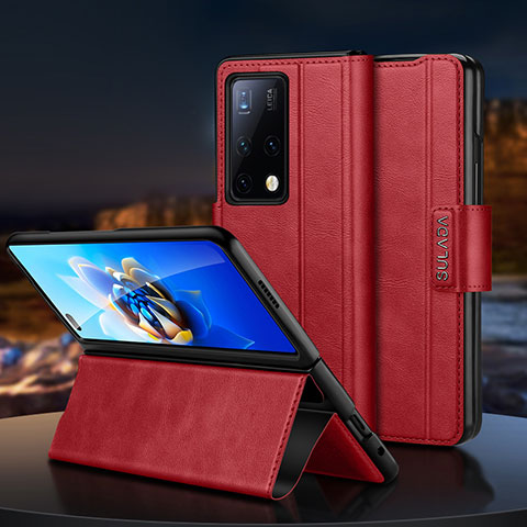 Coque Portefeuille Livre Cuir Etui Clapet SD1 pour Huawei Mate X2 Rouge