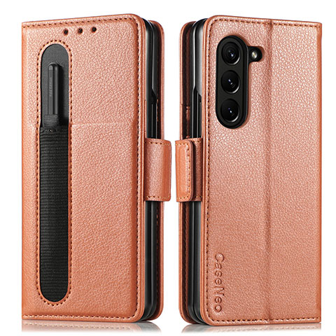 Coque Portefeuille Livre Cuir Etui Clapet SD1 pour Samsung Galaxy Z Fold5 5G Marron