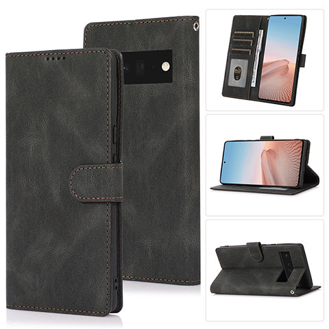 Coque Portefeuille Livre Cuir Etui Clapet SY1 pour Google Pixel 6 5G Noir