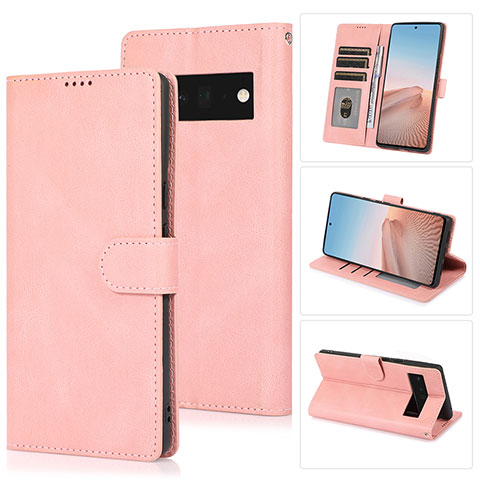 Coque Portefeuille Livre Cuir Etui Clapet SY1 pour Google Pixel 6 5G Rose