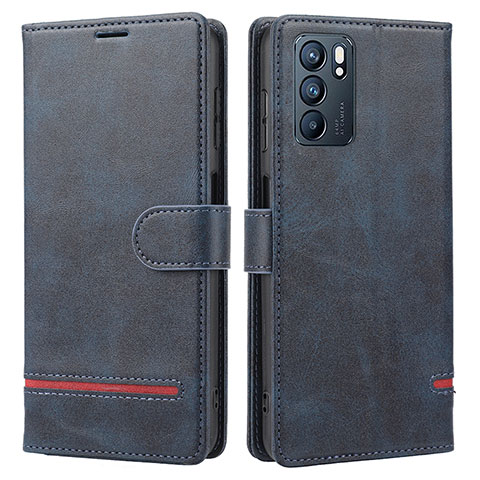 Coque Portefeuille Livre Cuir Etui Clapet SY1 pour Oppo Reno6 5G Bleu