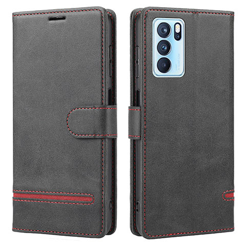 Coque Portefeuille Livre Cuir Etui Clapet SY1 pour Oppo Reno6 Pro 5G India Noir