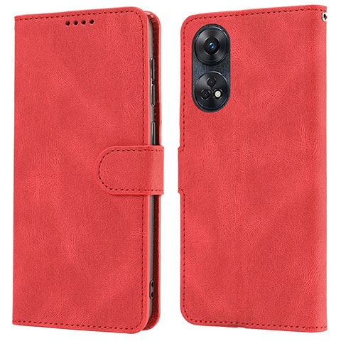 Coque Portefeuille Livre Cuir Etui Clapet SY1 pour Oppo Reno8 T 4G Rouge