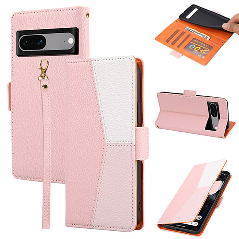 Coque Portefeuille Livre Cuir Etui Clapet SY2 pour Google Pixel 7 5G Rose