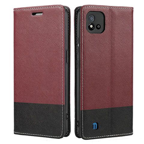 Coque Portefeuille Livre Cuir Etui Clapet SY2 pour Realme C20 Vin Rouge