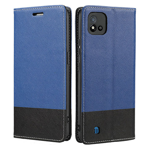 Coque Portefeuille Livre Cuir Etui Clapet SY2 pour Realme C20A Bleu