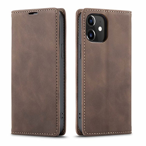 Coque Portefeuille Livre Cuir Etui Clapet T01 pour Apple iPhone 12 Mini Marron