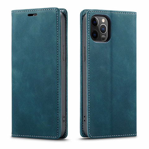 Coque Portefeuille Livre Cuir Etui Clapet T01 pour Apple iPhone 12 Pro Cyan