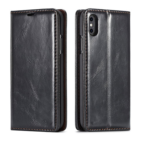 Coque Portefeuille Livre Cuir Etui Clapet T01 pour Apple iPhone X Noir