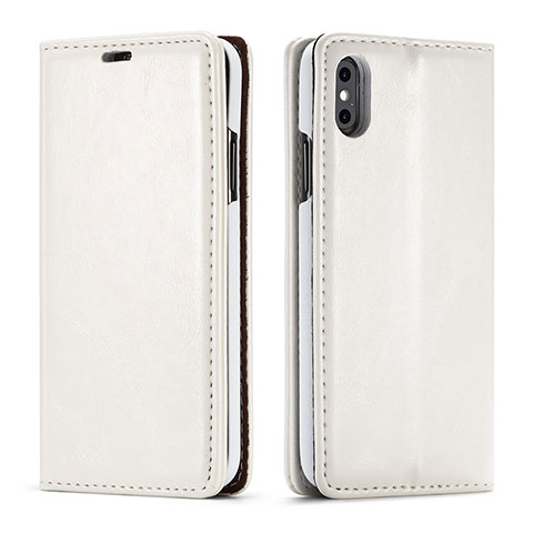 Coque Portefeuille Livre Cuir Etui Clapet T01 pour Apple iPhone Xs Blanc