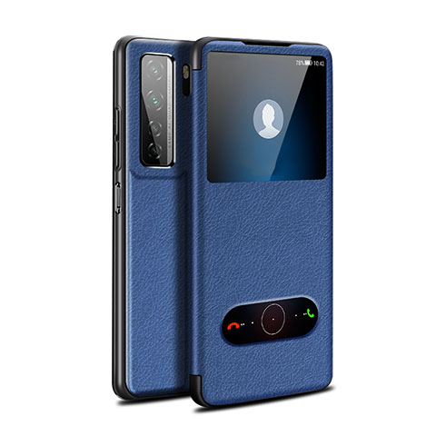 Coque Portefeuille Livre Cuir Etui Clapet T01 pour Huawei Nova 7 SE 5G Bleu