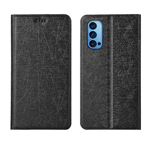 Coque Portefeuille Livre Cuir Etui Clapet T01 pour Oppo Reno4 Pro 5G Noir