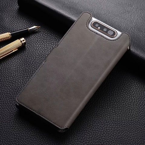 Coque Portefeuille Livre Cuir Etui Clapet T01 pour Samsung Galaxy A90 4G Gris