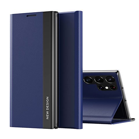 Coque Portefeuille Livre Cuir Etui Clapet T01 pour Samsung Galaxy S21 Ultra 5G Bleu