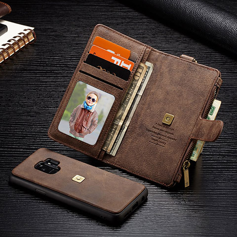 Coque Portefeuille Livre Cuir Etui Clapet T01 pour Samsung Galaxy S9 Marron