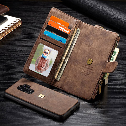 Coque Portefeuille Livre Cuir Etui Clapet T01 pour Samsung Galaxy S9 Plus Marron