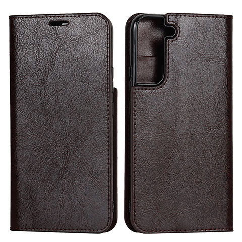 Coque Portefeuille Livre Cuir Etui Clapet T01D pour Samsung Galaxy S21 5G Marron