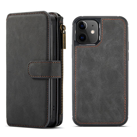 Coque Portefeuille Livre Cuir Etui Clapet T02 pour Apple iPhone 12 Mini Noir