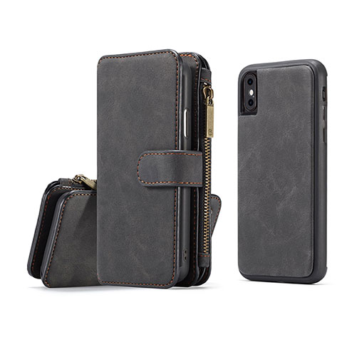 Coque Portefeuille Livre Cuir Etui Clapet T02 pour Apple iPhone X Noir