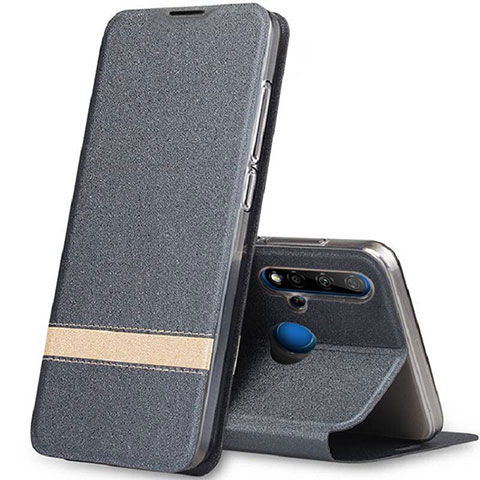 Coque Portefeuille Livre Cuir Etui Clapet T02 pour Huawei Nova 5i Gris Fonce