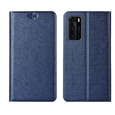 Coque Portefeuille Livre Cuir Etui Clapet T02 pour Huawei P40 Bleu