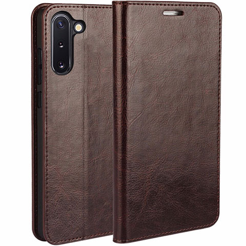 Coque Portefeuille Livre Cuir Etui Clapet T02 pour Samsung Galaxy Note 10 Marron